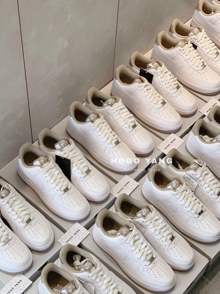 Hand-Crafted AF1 White/Taupe Custom Classic